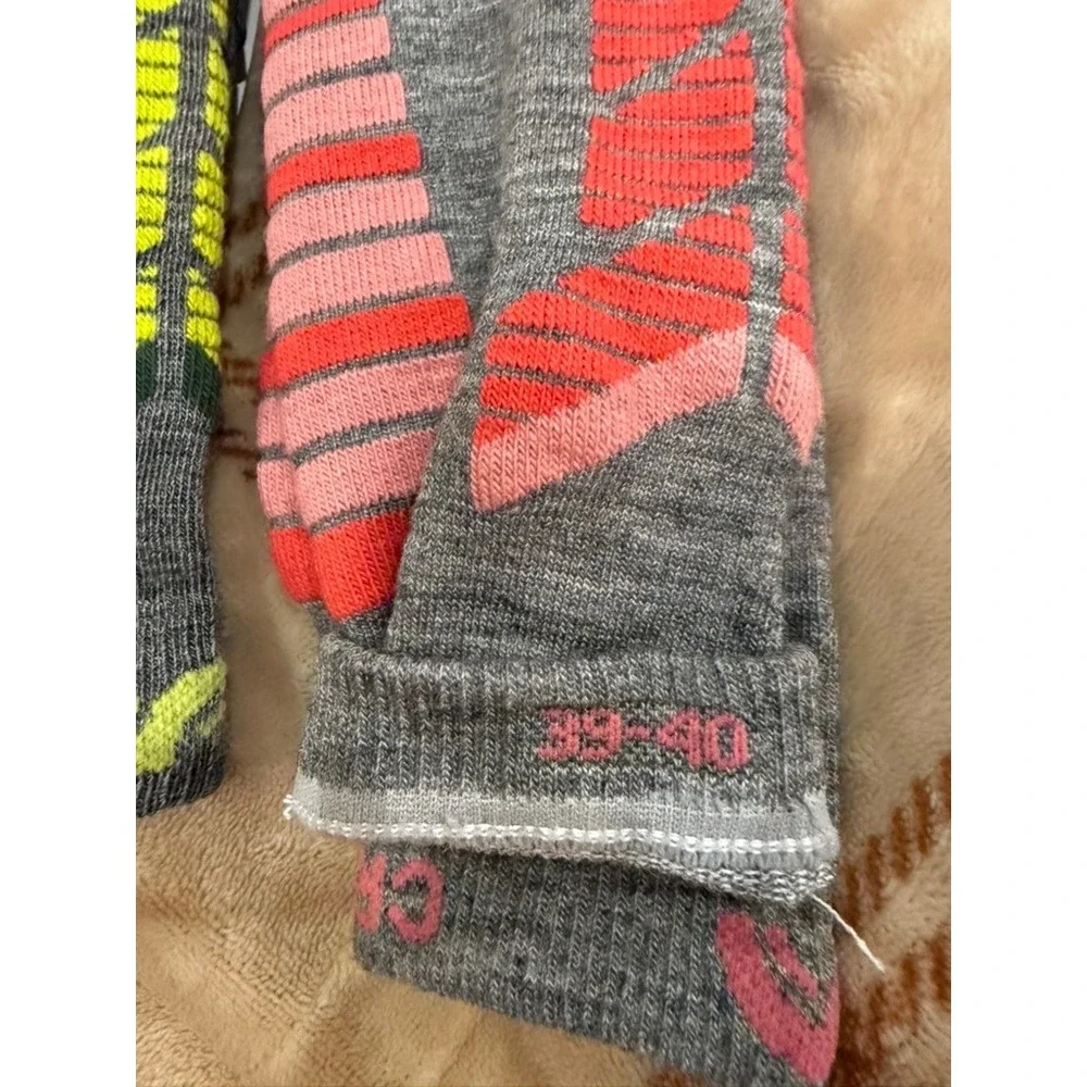 Crivit Boy & Women Lot 2 Premium Thermal Socks Grey Pink Yellow Size 3Y/4Y 39/40